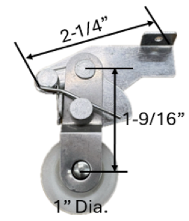 Sliding Screen Door Roller (1'' Dia. Roller) (1/4'' Roller Width) (2-1/4'' Length)