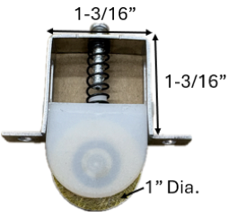 Sliding Screen Door Roller (1'' Dia. Roller) (1/4'' Roller Width) (1-3/16'' Length) (3/8'' Width)