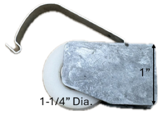 Sliding Screen Door Roller (1-1/8'' Dia. Roller) (1'' Length) (3/8'' Width)