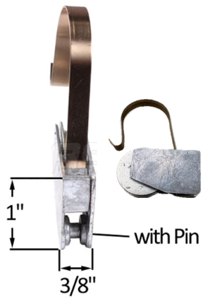 Sliding Screen Door Roller (1-1/8'' Dia. Roller) (1'' Length) (3/8'' Width) (Clip Type Bar)