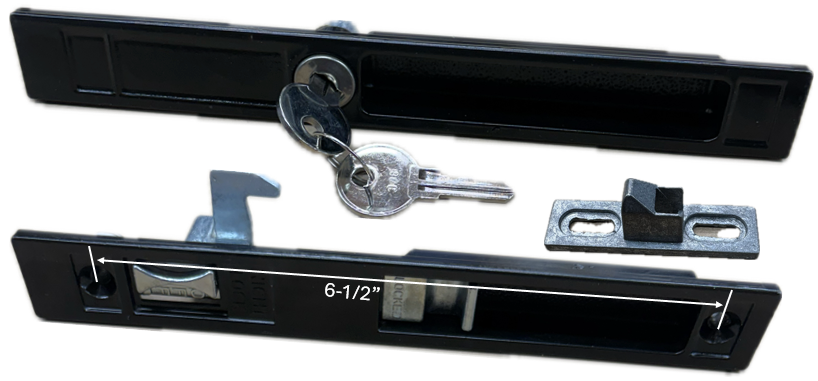 Sliding Glass Door Handle, Keyed, Black