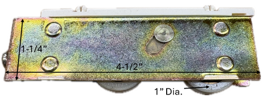 Sliding Glass Door Roller With Plastic Mounting (2 Wheels) (4-1/2" Length) (1-1/4" Height) (1" Wheel Dia.)