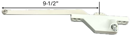 Single Arm Casement Window Operator (Truth Roto Gear 23.79) (Rear Mount, 9-1/2" Arm) (Left) (White) (Nylon Roller)