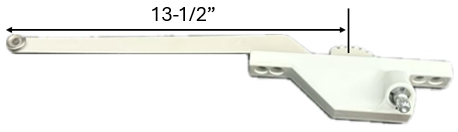 Single Arm Casement Window Operator (Truth Roto Gear 23.02) (Rear Mount, 13-1/2" Arm) (Left) (White) (Metal Roller)