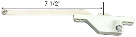 Single Arm Casement Window Operator (Truth 7-1/2" Arm, Rear Mount) (Left) (White) (Metal Roller)