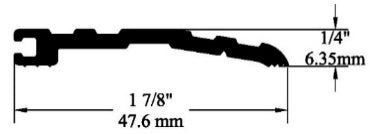 1-7/8" aluminum threshold, 1/4" rise, bevel one side