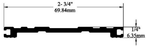 2-3/4" aluminum threshold, 1/4" rise, square both side
