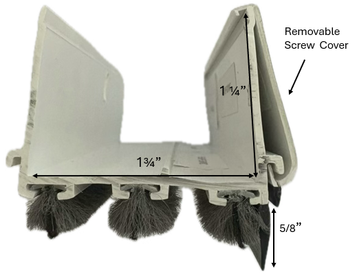 1-3/4", 3 Pile, 1 Fin, 36" White, With Screw Cover