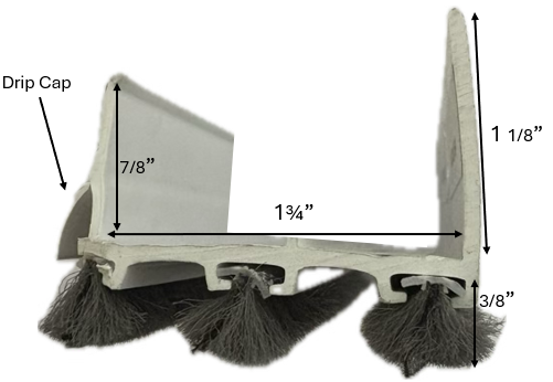 1-3/4", 3 Pile, Drip Cap, 36" White