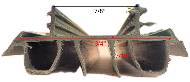 1-3/4", Push-In, 7/8 Gap, 4 Fin, 2 Bulb, 36" Black