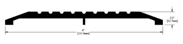 6" aluminum threshold, 1/2" rise, bevel both side