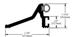 1-7/8" aluminum bumper, 1 1/16" rise (pairs with ND)