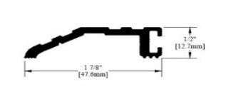 2" aluminum threshold, 1/2" rise, bevel one side