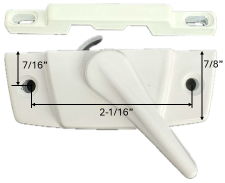 Cam Lock 2-1/16 x 7/16 Hole Placement, With Catch (White)