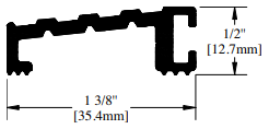 1-3/8" aluminum threshold, 1/2" rise