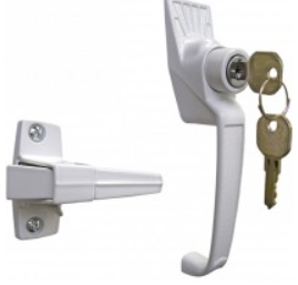 Classic Push-Button Handle Set With Key Lock, White