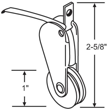 Patio Screen Door Roller Assy. 1" Steel Wheel