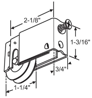 Patio Door Roller Assembly 1-1/4 Steel Wheel PDR111