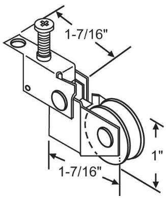 Patio Screen Door Roller Assy. 1" Nylon Wheel