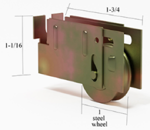 Patio Door Roller Assembly Concave 1 inch Steel Wheel