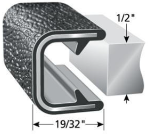 Black Leather Edge Trim 1/2" x 19/32"