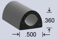EPDM White Seal/Gasket 1/2" x 23/64"