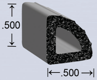 EPDM 4 Ribs Seal/Gasket 1/2" x 1-3/4" x 1-1/4"