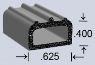 EPDM 3 Ribs Seal/Gasket 5/8" x 13/32"